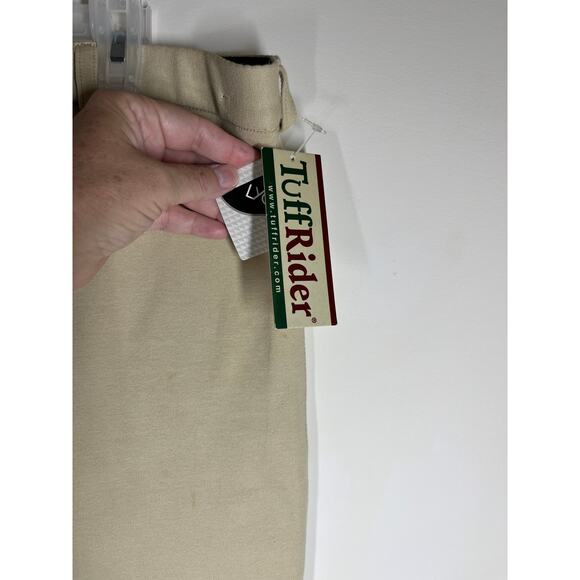 Tuff Rider Breeches Women Size 40 Long Beige Knee Patch Stretch Adj Leg Openings - Picture 4 of 16